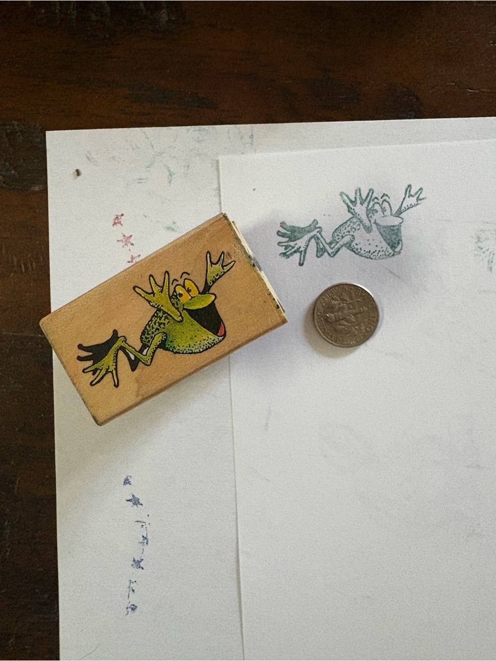 Vintage 1979 All Night Media Flying Frog 504D Wood Mounted Rubber Stamp